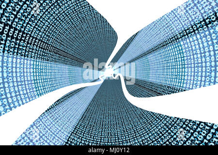Tunnel aus der binäre Code. 3D-Darstellung. Stockfoto