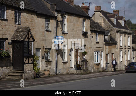 Traditionelle Reihenhaus Cotswold Häuser in Winchcombe, Gloucestershire. Stockfoto