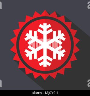 Schnee roten Aufkleber flache Design Vektor icon Stock Vektor