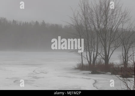 Début du Printemps avec Lac enneigé après la pluie Stockfoto