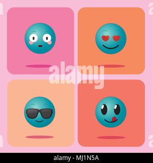 Satz von emojis auf Plätzen Symbole Stock Vektor