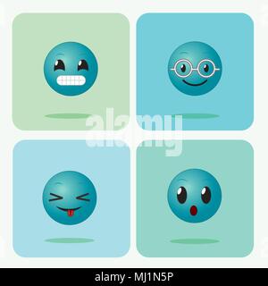 Satz von emojis auf Plätzen Symbole Stock Vektor