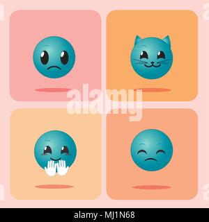 Satz von emojis auf Plätzen Symbole Stock Vektor