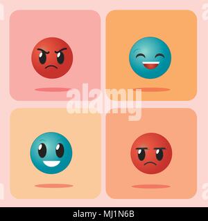 Satz von emojis auf Plätzen Symbole Stock Vektor