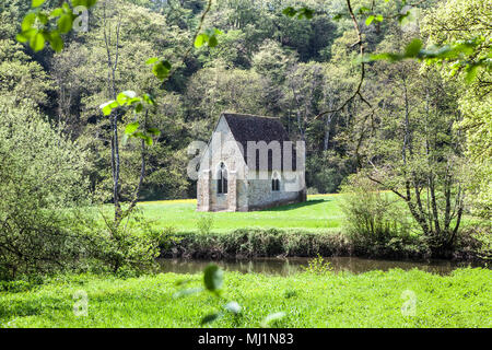 Saint-Ceneri-le-Gerei, Orne, Normandie/Frankreich: ein Blick auf das 15. Jahrhundert Kapelle in Saint-Ceneri-le-Gerei in der Orne, in einem Bilder Stockfoto