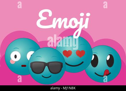 Nette runde emojis Cartoons Stock Vektor