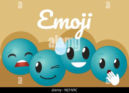 Nette runde emojis Cartoons Stock Vektor