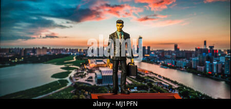 Stadt Wuhan, Provinz Hubei Yangtze plaza Gebäude Landschaft auf dem Boden Stockfoto