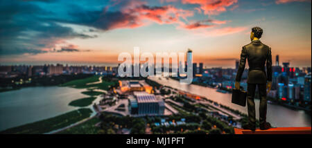 Stadt Wuhan, Provinz Hubei Yangtze plaza Gebäude Landschaft auf dem Boden Stockfoto