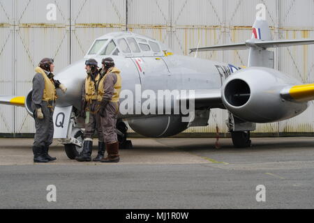 Gloster Meteor T7 WA591 G-BWMF, FMK-Q, am Flughafen Coventry, Stockfoto