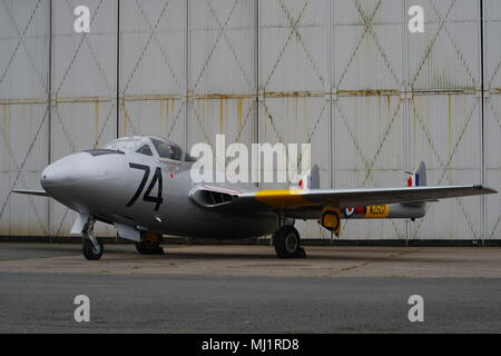 De Havilland Vampire T11, WZ507, G-VTII, am Flughafen Coventry Stockfoto