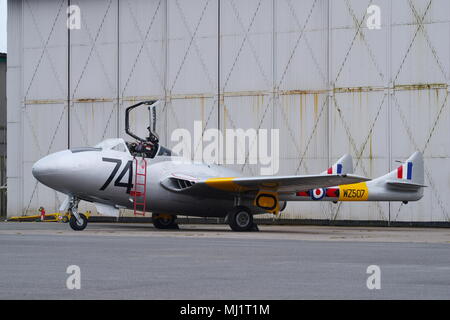 De Havilland Vampire T11, WZ507, G-VTII, am Flughafen Coventry Stockfoto