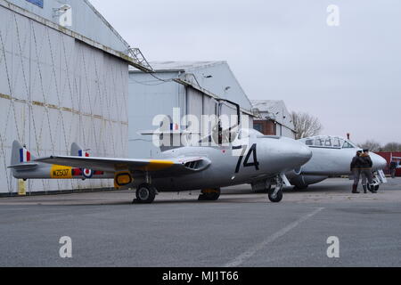 De Havilland Vampire T11, WZ507, G-VTII, am Flughafen Coventry Stockfoto
