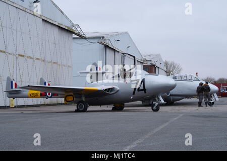 De Havilland Vampire T11, WZ507, G-VTII, am Flughafen Coventry Stockfoto