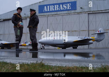 Gloster Meteor T7 WA591 G-BWMF, FMK-Q, am Flughafen Coventry, Stockfoto