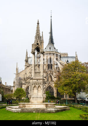 Notre Dame de Paris, Blick vom Square Jean XXIII. Stockfoto