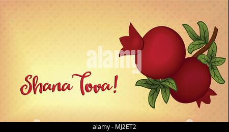 Jüdische Feiertag. Rosch Haschanah urlaub Karte mit hebräischen Text glücklich das Jüdische Neue Jahr. Stock Vektor