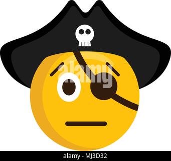 Ernsthafte pirate Emoji mit Hut Stock Vektor