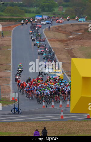 Tour De Yorkshire 2018 Stufe 1 Kurs auf die großen Yorkshire in Doncaster Stockfoto