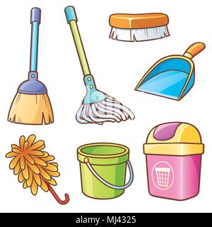 Vector Illustration von Cartoon Reinigung Lieferanten eingestellt Stock Vektor