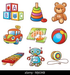 Vector Illustration von Cartoon Spielzeug set Stock Vektor