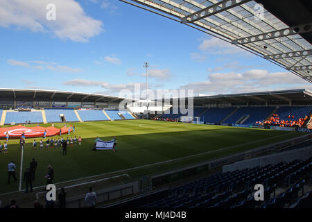 Chesterfield, UK. 4. Mai, 2018. Last minute Proben und Stadion dressing vor der 2018 UEFA U-17 Meisterschaft Gruppe ein Match zwischen England und Israel an Proact Stadium am 4. Mai 2018 in Chesterfield, England. (Foto von Paul Chesterton/phcimages.com) Credit: PHC Images/Alamy leben Nachrichten Stockfoto