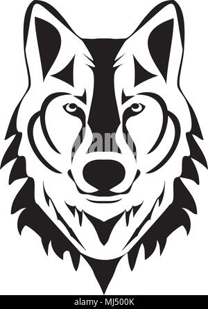 Vector Illustration eines Wolfskopf Silhouette Stock Vektor