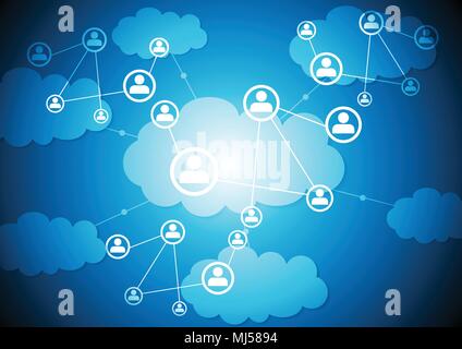 Technologie Web Communication, Wolken Datenbank abstrakt Hintergrund. Vektor tech Design Stock Vektor