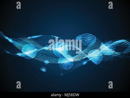 Dunkel Blau leuchtende Wellen Hintergrund. Vektor Design Stock Vektor