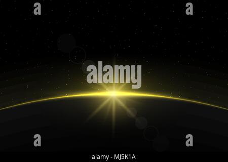 Planet Erde Sonnenaufgang. Globus Horizont Atmosphäre Stock Vektor
