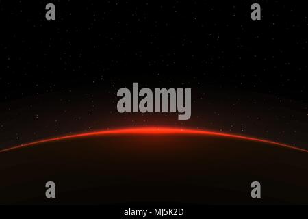 Planet Erde Sonnenaufgang. Globus Horizont Atmosphäre Stock Vektor