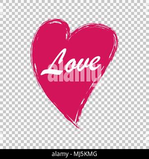 Hand gezeichnet Herz mit Liebe text für Valentines Tag Karte Stock Vektor