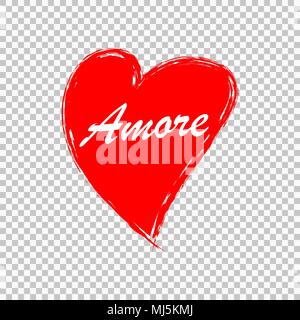 Hand gezeichnet Herz mit Liebe text für Valentines Tag Karte Stock Vektor