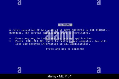 Blue Screen Of Death (BSOD). System Crash Report Hintergrund. Vector Illustration. Stock Vektor