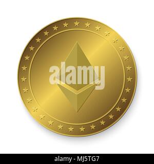 Realistische 3D-astraleums goldene Münze. Vector Illustration. Banken und blockchain Konzept. Stock Vektor