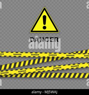 Gefahr Hintergrund mit schwarz-gelb gestreiften Grenzen Vector Illustration. Grenze streifen Web, Warnhinweis Stock Vektor
