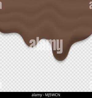 Geschmolzene Schokolade tropft auf transparentem Hintergrund Stock Vektor