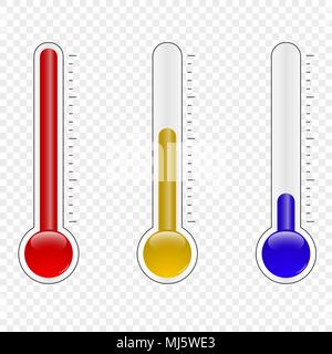 Temperatur Thermometer messen von Wärme und Kälte isoliert auf weißem Hintergrund Stock Vektor