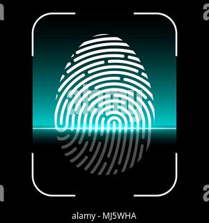 Biometrischen Fingerabdruck scannen, Identification System Stock Vektor