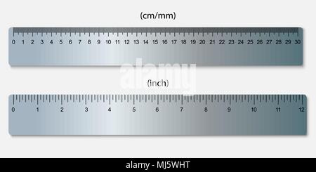 Metallische Herrscher in Zentimeter, Zoll Stock Vektor