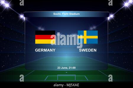 Deutschland vs Schweden Fußball-Anzeigetafel broadcast Grafik Fußball-Vorlage Stock Vektor