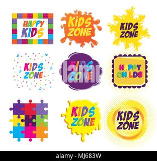 Happy Kids Zone Etiketten Stock Vektor