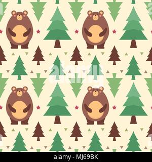 Vector Illustration nahtlose Muster mit Bär Stock Vektor