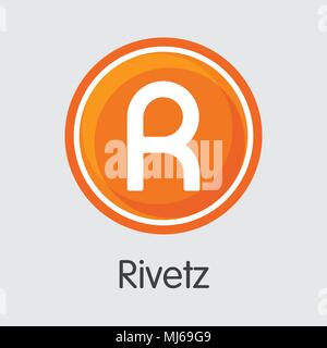 Rivetz Cryptocurrency. Vektor RVT grafisches Symbol. Stock Vektor