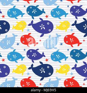 Vector Illustration nahtlose Muster mit Wal Stock Vektor