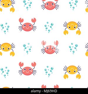 Vector Illustration nahtlose Muster mit Krabben Cartoon Stock Vektor