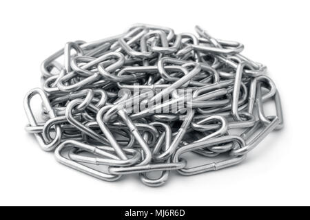 Stapel neuer Stahl Kette isoliert auf weißem Stockfoto