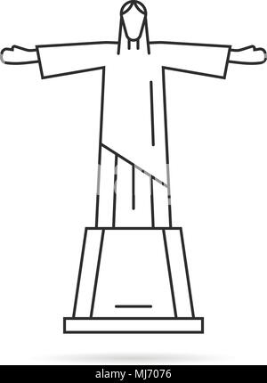 Einfache dünne Linie Statue von Christus, dem Erlöser, logo Stock Vektor