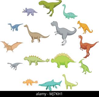 Verschiedene Dinosaurier Symbole, Cartoon Stil Stock Vektor