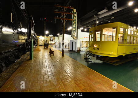 Eine gelbe Straßenbahn, die in Augusta im frühen 20. Jahrhundert verwendet wurde. Stockfoto